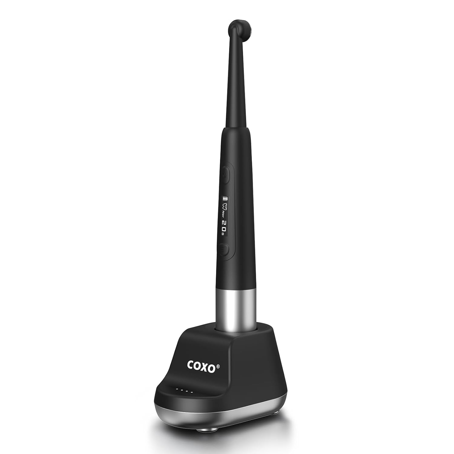 Coxo 5 in 1 LED Curing Light Wireless with Caries Detector, 3000mw/cm², Sold by JMU (Black, #DB686 Halo)