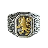 Lion Of Judah Ring 925 Sterling Silver Ring Two Tone Ring Ethiopion Signet Ring Man's Heavy Ring...