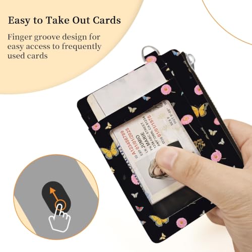 Image of Hancynir Butterfly Flower Slim Wallet Women Credit Card Holder, Small RFID