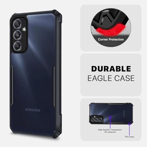 Image of Pikkme Back Cover for Samsung Galaxy F23 5G | Ultra Hybrid Shockproof Case | Full Camera Protection | Raised Edges | Clear Transparent Bumper Case (Black)