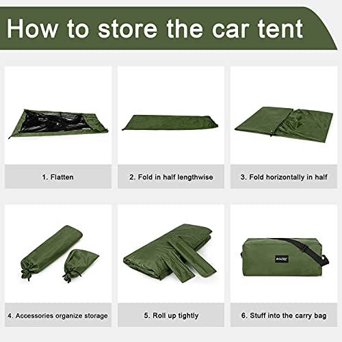 G4Free Car Awning Sun Shelter With Mosquito Net, Portable Suv Tent Tailgate Shade Car Canopy For Outdoor Camping Car Travel (Army Green) #TOP6