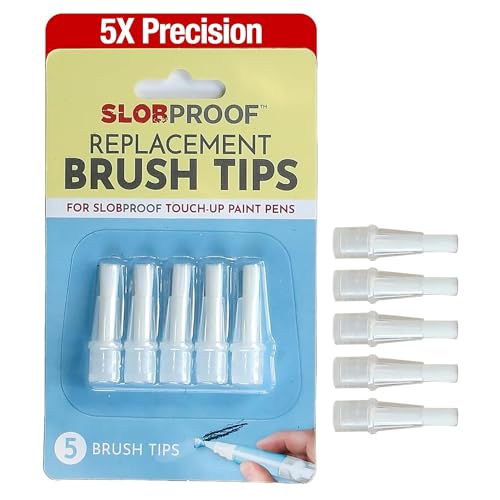 Slobproof Replacement Brush Tips for Refillable Touch-Up Paint Pens, 5pk
