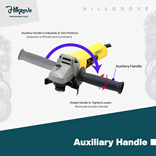 Image of Hillgrove HGCM19M1 Angle Grinder With Gloves And 5Pcs(1Pcs Each) Metal Cutting Wheel, Grinding, Tile Cutting, Wood Cutting, Flap Disk (100 mm Wheel Diameter)
