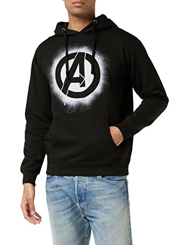 Marvel Sudadera con Capucha Avengers Stencil para Hombre, Negra