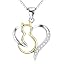 Silver-Cat Necklace with Open Heart