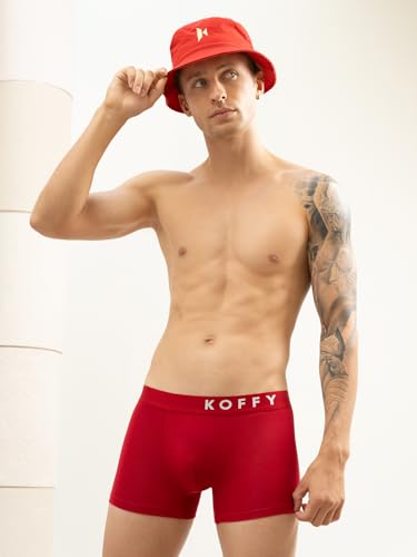 Image of KOFFY Men's 95% Micro Modal 5% Elastane Solid Trunks