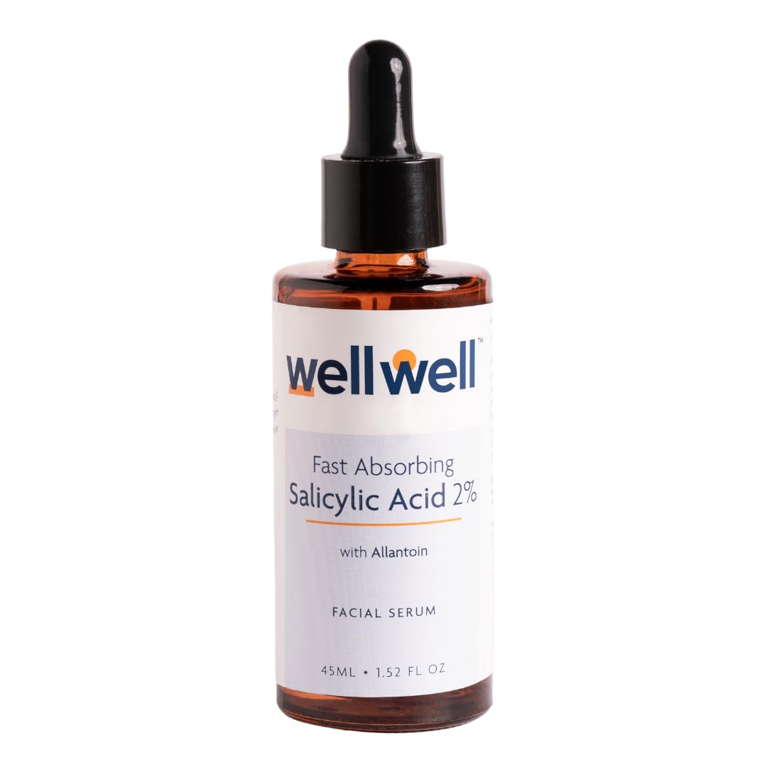 wellwellSalicylic Acid 2% Serum | Treats Active Acne, Blackheads, Whiteheads, Open Pores & Controls Sebum Activity | Non Drying Formula | For all Skin Types | Fragrance Free (45ml)