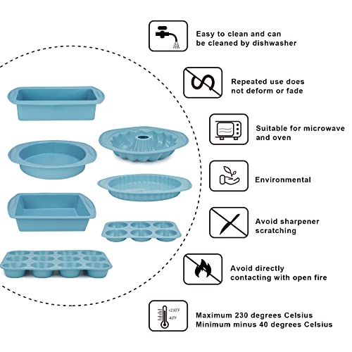 image for Aschef Economical 9in1 Nonstick Silicone Baking Bundt Cake Pan Cookie 