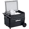 Setpower RV60D PRO Portable Fridge with Freezer on Wheels, 60QT/56L Adjustable Dual Zone Portable Refrigerator for Car, Portable Freezer, 12-volt Refrigerator, Car and Home Use