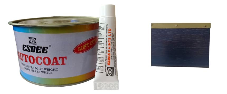 Autocoat Polyester Lightweight Body Filler, White, 1 kg with Hardener, Car Dent Repair