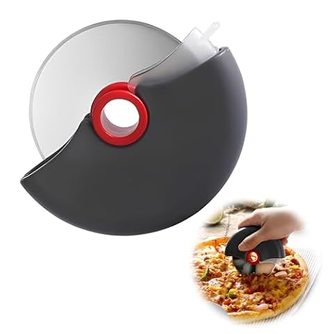 Nóż do pizzy ze stali nierdzewnej z osłoną ochronną, nóż do ciasta i pizzy, nóż do pieczenia ciasta, zdejmowany i łatwy do czyszczenia, pasuje do codziennych prac kuchennych i pieczenia