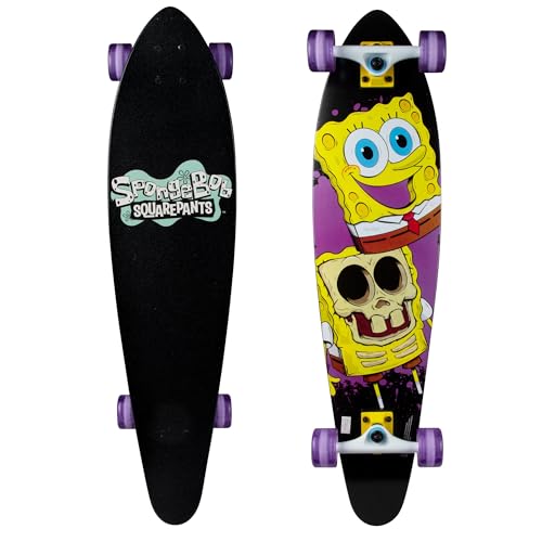Kryptonics Spongebob 36" Complete Longboard Skateboard – Colorful Design for Kids, Great for Cruising & Tricks, Ideal for Spongebob Fans
