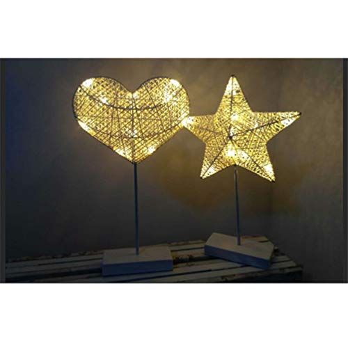 Lurrose 2Pcs Luzes da Noite da Estrela Do Coração Luz Do Sinal Do Casamento da Mesa Alimentado por B