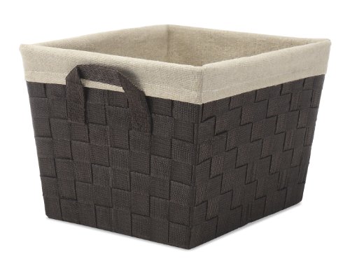 Whitmor Woven Strap Storage Tote, Liner, Espresso Shelf Basket, Small W