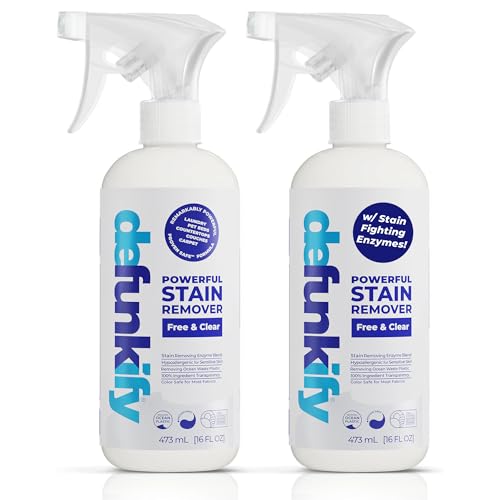 Defunkify All Surface Stain Remover, Enzyme-Base Cleaner, Color Safe, Unscented, Free & Clear Laundry and Carpet Stain Remover – 16 FL (2PK)