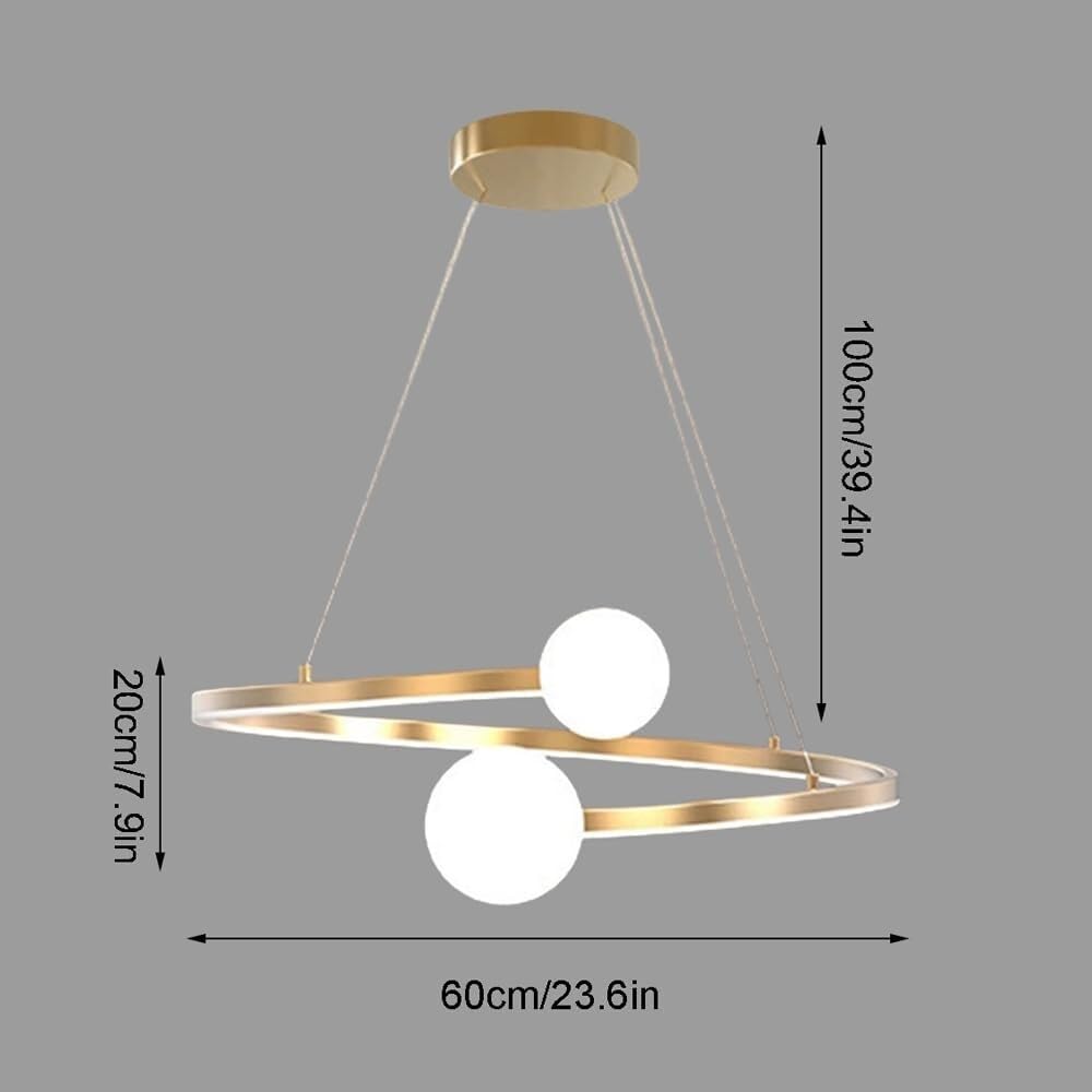 Lampada a Sospensione in Metallo Ultrasottile con paralumi in Acrilico, Anello lineare, Altezza Regolabile per Interni, G9*2, Moderna plafoniera a LED per Sala da Pranzo, Camera da Letto, Corrido