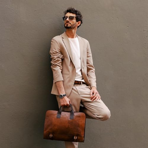 Time Resistance Leather Briefcase for Laptop Attache Case Messenger Bag for Men and Women3