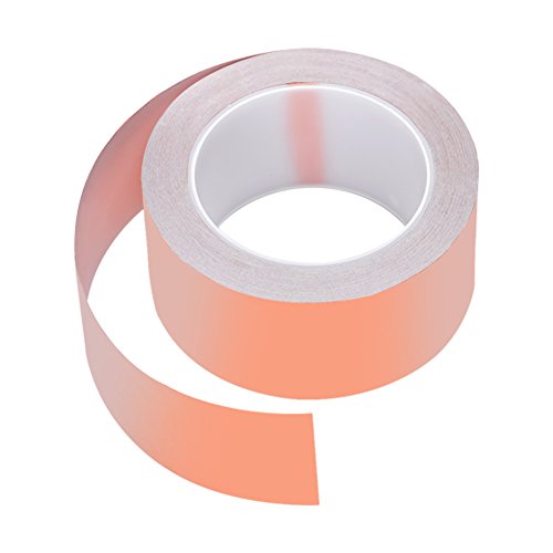 Cuivre Ruban, Qtiwe Cuivre Film Ruban Adhésif 25 m x 50 mm Tape Ruban Adhésif Autocollant Conductibilité Simple Face Ruban de Blindage Contre Les Escargots Cover
