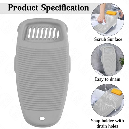 Image of ABOUT SPACE Cloth Washing Board - Non-Slip Handwash Board for Clothes - Cloth Washboard for Infant /Kid Clothes Shirts Hand Towels Undergarment Wash for Home - (Grey - L 43 x B 21 x H 7 cm)