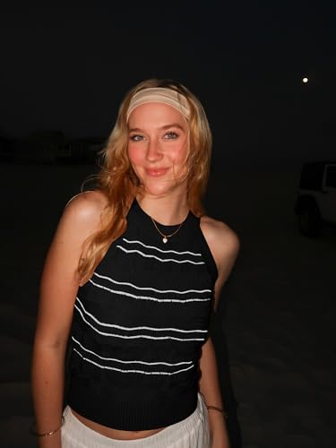 ZAFUL Womens Summer Halter Tops Striped Y2K Sleeveless Racerback Slim Fitted Stretchy Knit Cami Tank Tops3