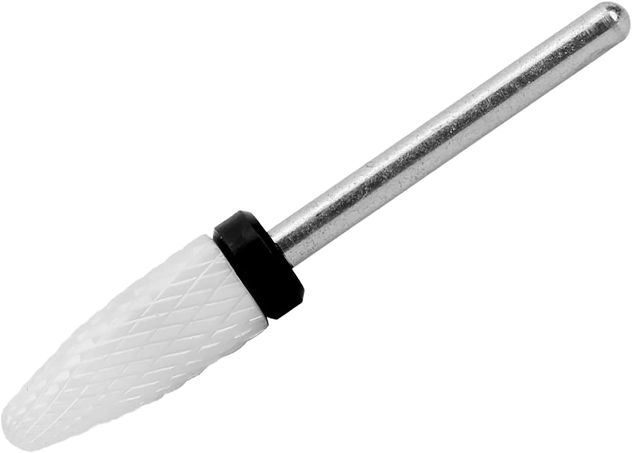 Nail drill bit, corn head shape ceramic rotating burr for carving and polishing, lightweight portable with intersecting stripes for easy nail reshaping (Extra rough grained XC black box)