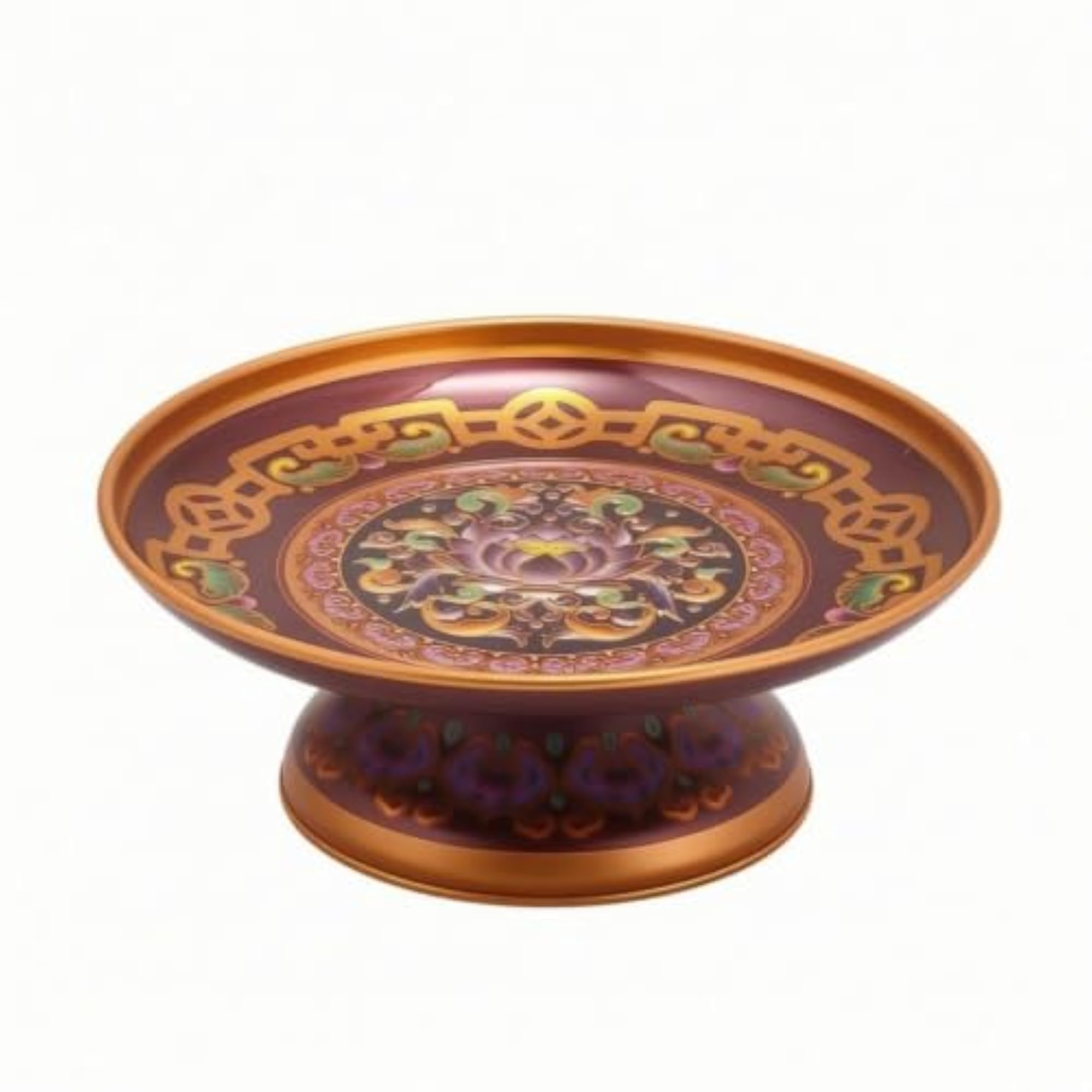 Alloy Fruit Offering Plate with Pedestal, Decorative