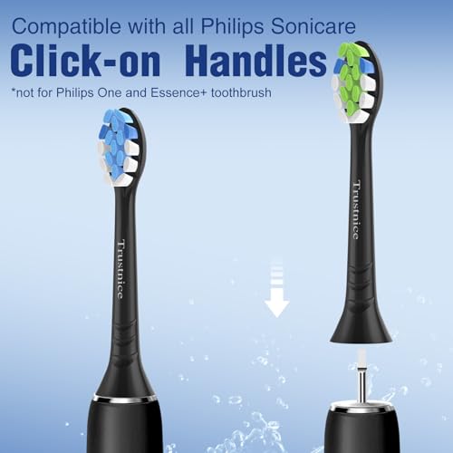 8er Trustnice Aufsätze passend für Philips Sonicare Ersatzbürsten, Bürstenköpfe Zahnbürstenkopf für Phillips Sonicare Elektrische Zahnbürste Snap-On-Griffen (Schwarz, 8 Stück (1er Pack)) – Bild 6