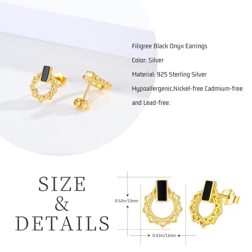 Boucles d'oreilles onyx noir argent 925 cadeau anniversaire