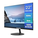 HYUNDAI HY View 22” Monitor de Oficina, VA 1920x1080p, 60Hz, OD 5 ms, Diseño Delgado, HDMI Incluido - Negro