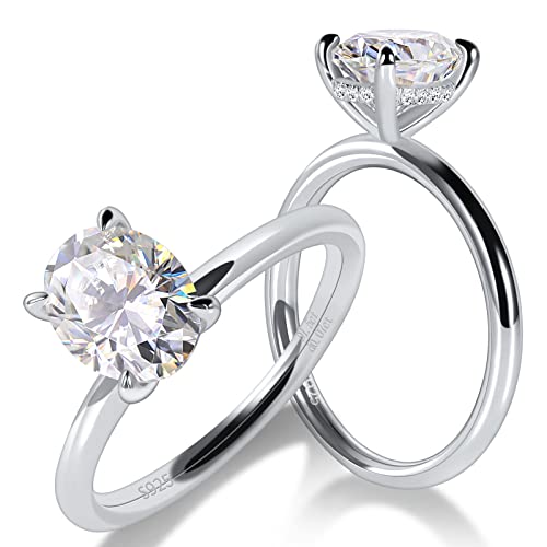 1.5 Carat Oval Cut Moissanite Engagement Ring for Women 925 Sterling Silver Solitaire Rings D Color Lab Created Diamond Promise Wedding Ring for Her Size 5.5