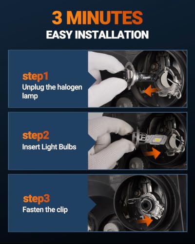 Image of SEALIGHT H7 Light Bulbs, 50000LM 900% Ultra Bright 6500K Cool White, 60000+ Hours Lifespan, Real 1:1 Design Plug N Play, Plug-N-Play, Pack of 2