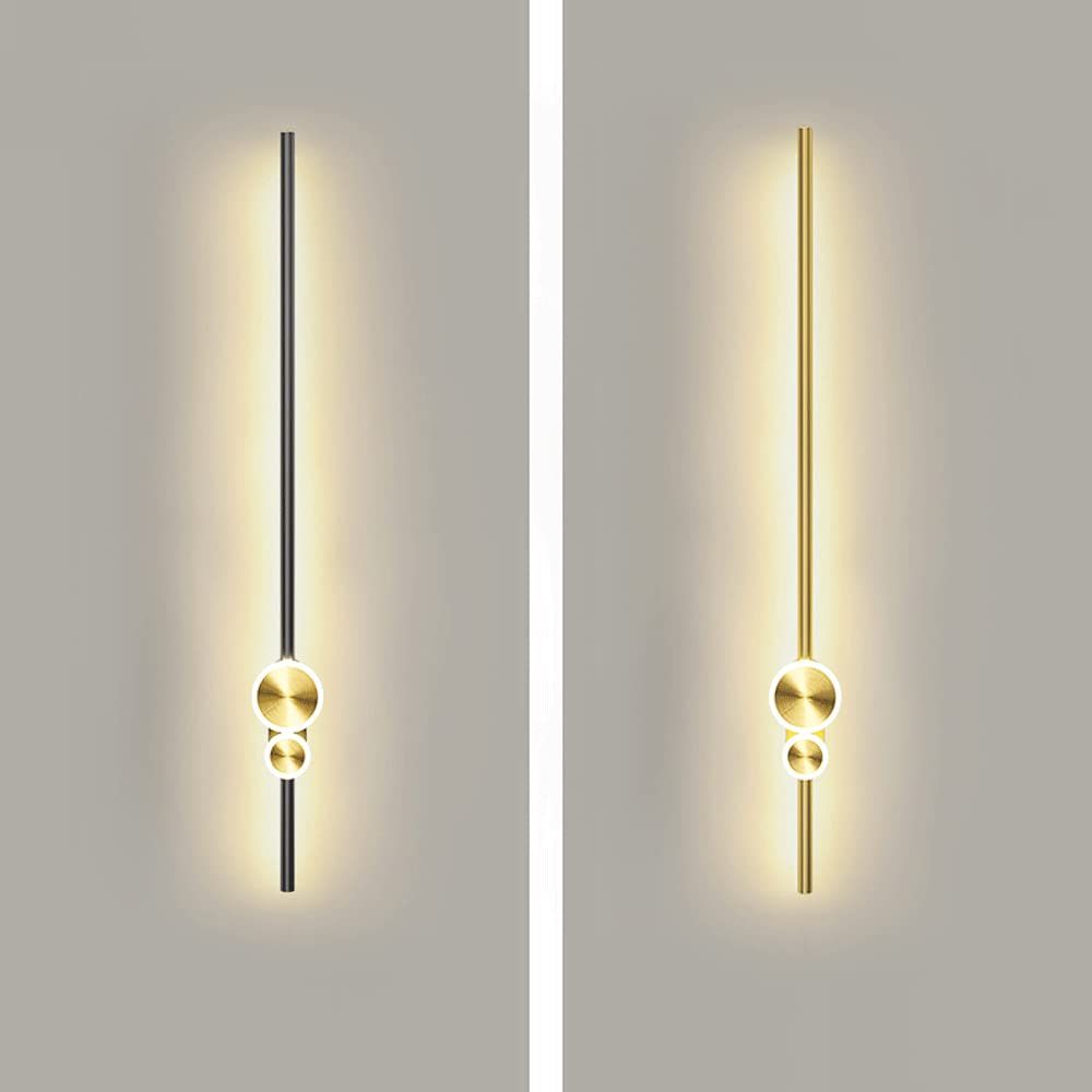 Lámpara de pared LED de tira larga, lámparas de aplique de pared LED de tubo lineal moderno Lámpara de pared de metal para dormitorio, escaleras, pasillo, lámparas decorativas de pared de fondo de sof