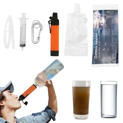 Lot de 5 pailles filtrantes personnelles pour randonnée, camping, voyage, pailles d'eau pour purifier l'eau,...