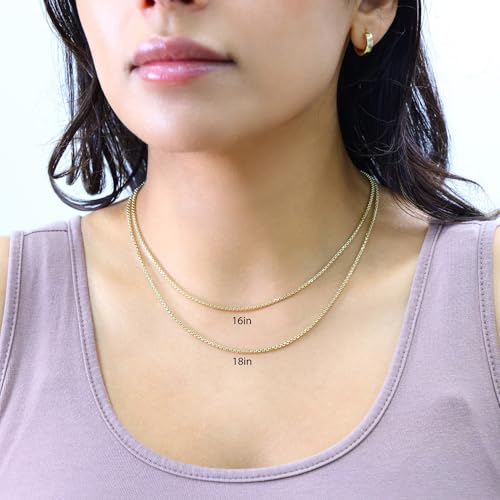 Nuragold 10k Real Yellow Gold Round Box 2mm Venetian LInk Chain Necklace (16"-30") Dainty Italian Jewelry for Men & Women3