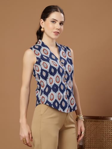 Image of Stylum Women's Bandhej Printed Rayon Peplum Top