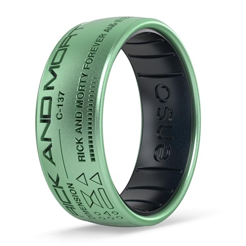 Enso Rings x Warner Bros Collection Silicone Ring IT Time to Float Rick and Morty Friends & Ted Lasso Inspired Designs Durable Flexible Comfort Fit - Forever & Ever - Medusa/Black Pearl - 10