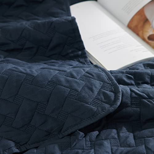 Bedsure Queen Quilt Bedding Set - Lightweight Summer Quilt Full/Queen - Navy Bedspreads Queen Size- Bedding Coverlets For All Seasons (Includes 1 Quilt, 2 Shams) #TOP4