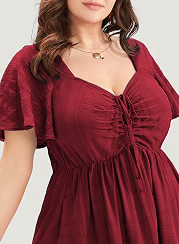 Image of Eytino Womens Plus Size Summer Dress Short Sleeve Sweetheart Neck Ruffle Tiered Maxi Long Dresses(1X-5X)