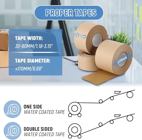 Frifreego Water-Activated Tape Dispenser, Manual Kraft Gum Tape Dispenser, Width Adjustable 1.18-3.15\", Light Weight & Portable Packing Tape Dispenser Set, Green