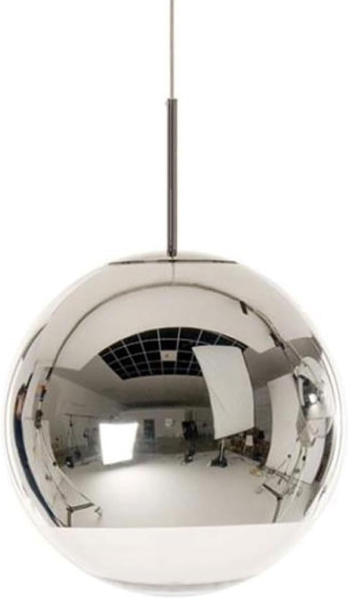 Lustre boule pour escalier et bar : la suspension LED chic 35 cm effet miroir argenté