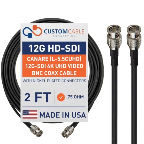 Custom Cable Connection 2 Foot Canare (L-5.5CUHD) 12G-SDI 4K UHD Video BNC Coax Cable Sold