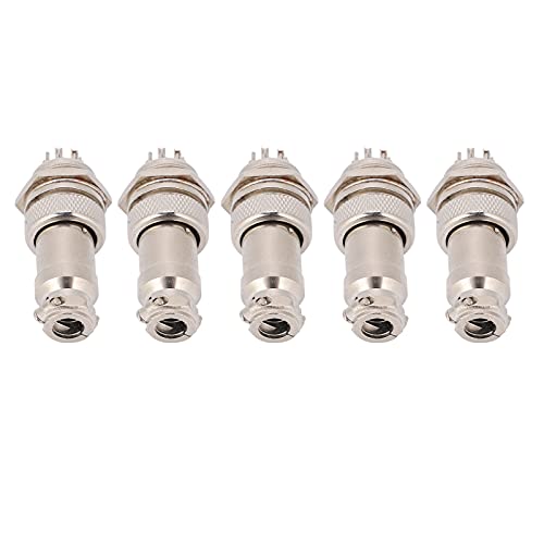 Yctze 5Pcs Aviation Stecker Stecker Männlich Weiblich Draht Panel Power Chassis Metall Armaturen GX16 16mm 450V 2 Pin Hohe Leitfähigkeit (8-polig)