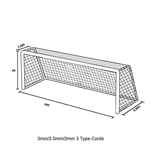 Image of Aoneky Soccer Net, 24 x 8 Ft, High-Strength Polyethylene, White, Outdoor Use