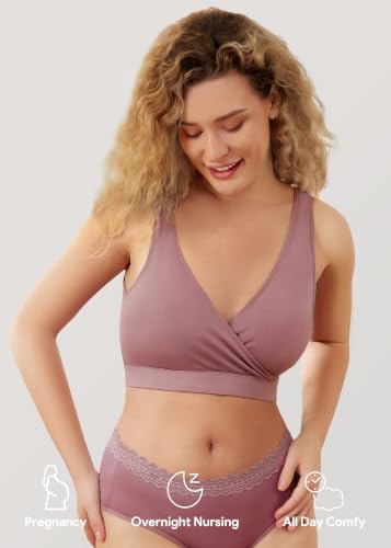 Image of HBselect Nursing Bras for Breastfeeding, Maternity Nursing Sleep Bra Wireless Pregnancy Sleep Bralette 3 /5 Pack