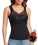 biancheria intima pizzo nero ✦ 〖Elegante Canotte Termiche da Donna〗 Con un pizzo floreale e uno scollo a V in rete, le biancheria termica donna non sono solo funzionali, ma anche eleganti. Possono essere indossate come biancheria intima o come indumenti esterni, quindi potete integrarle nel vostro guardaroba senza alcun dubbio!