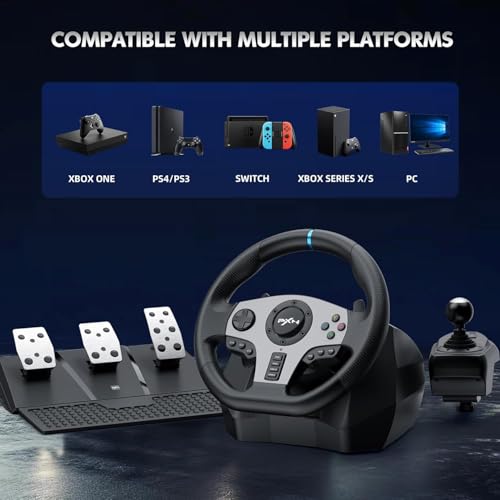 Image of Playtastic PXN V9 Gen2 Racing Wheel with Shifter and Pedals, 270 /900 Degree Vibration Gaming Steering Wheel