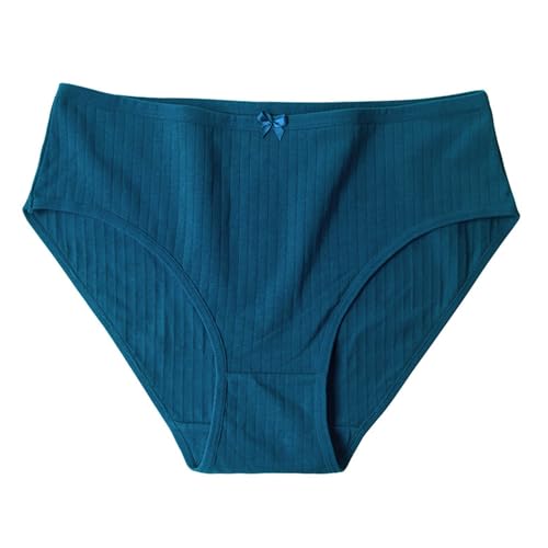 Women's Classic Panty Fashion Solid Color Cotton Breathable Stretch Mid-rise Comfy Underwear Briefs Shorts Panties Blue Large