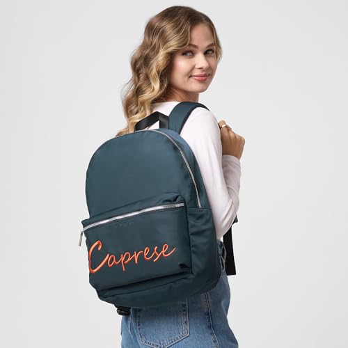 Image of Caprese Venus 19L Laptop Backpack Large | Stylish Color Block Bag with Signature Logo | 2 Compartments with Trolley Sleeve | Spacious Adjustable Strap Travel Backpack for Women