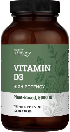 Vegan Vitamin D3 5000 iu Supplement – Pure, High Potency D3 Vitamin 5000 iu Supplements For Immune Health & Strong Bones Support – Vitamin D 5000 iu – 120 Capsules, 4-Month Supply of Vit D3