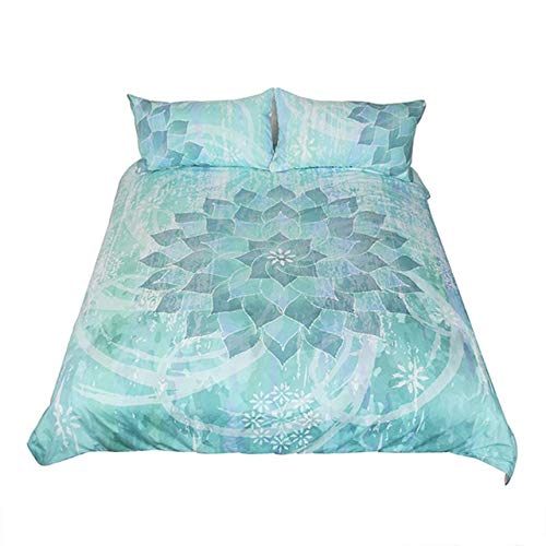 RONGXIE Blue Lotus Flower Printed Bedding Set Polyester Adult Duvet Cover with Pillowcase 3 pcs Nordic Beds Single Twin Double